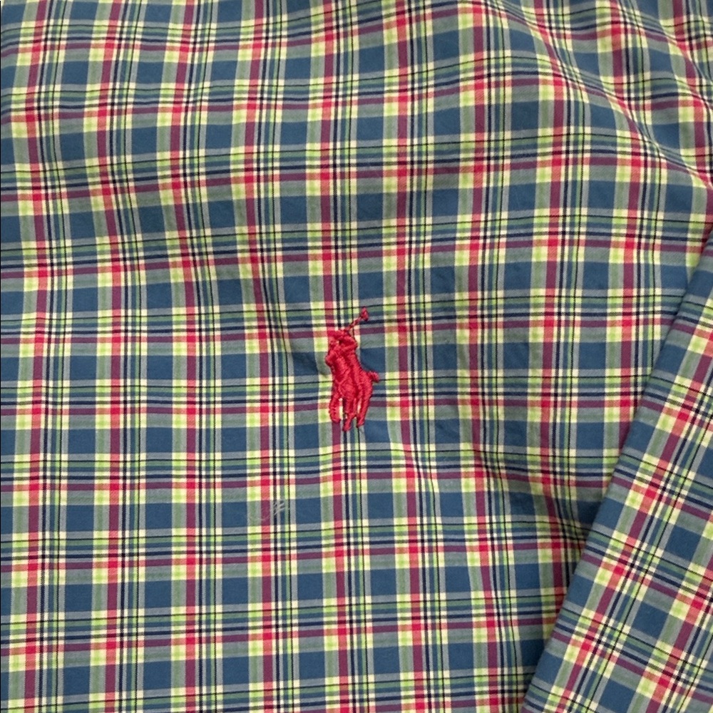 Polo Ralph Lauren Long Sleeve Blue and Pink‎ Plaid Shirt - Picture 3 of 8
